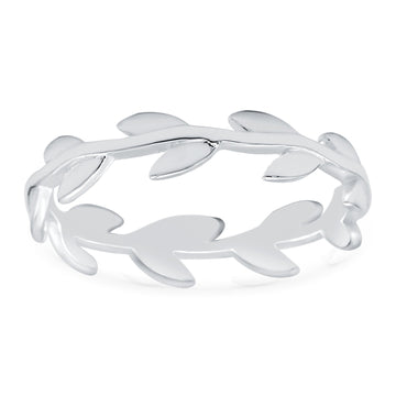 Vine Leaves Ring Oxidized Band Solid 925 Sterling Silver (4mm)